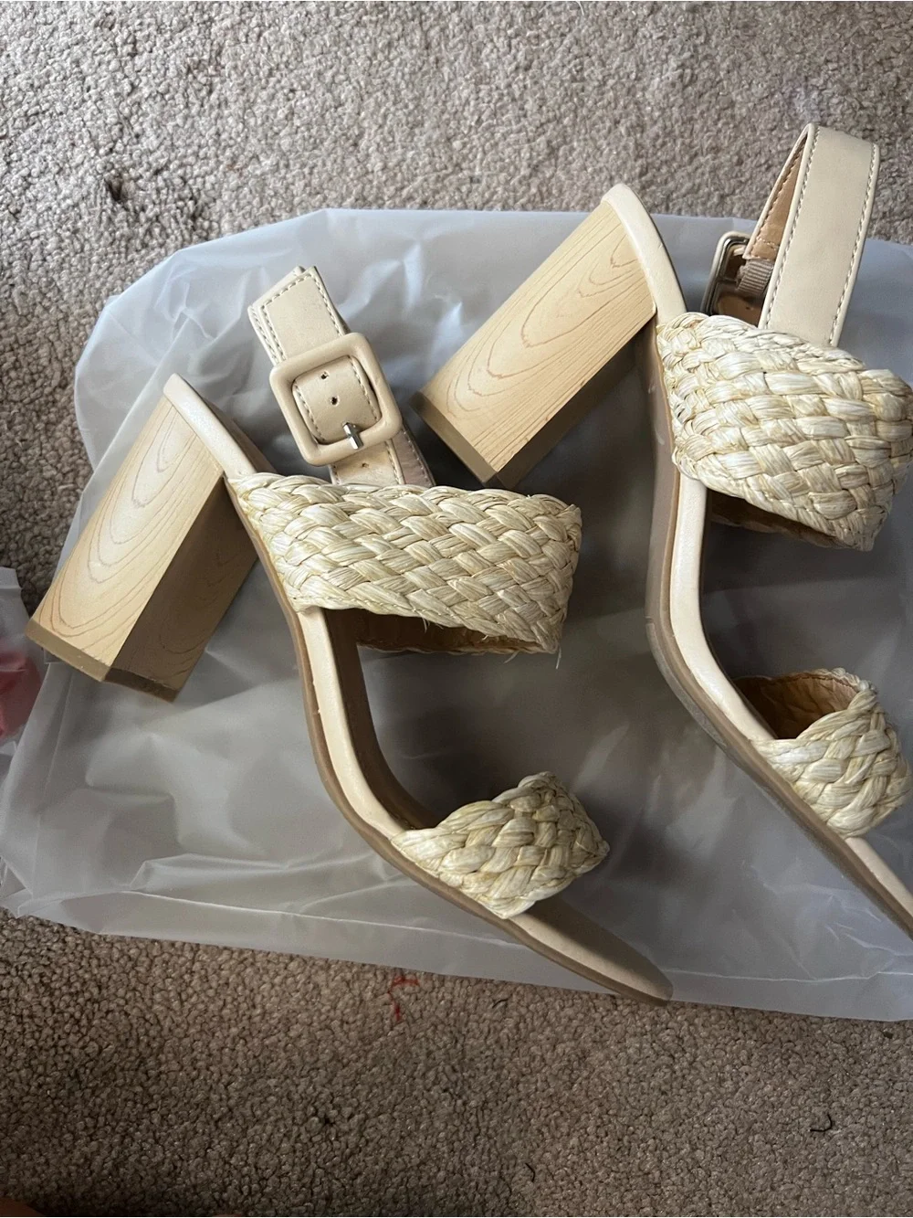 LC Lauren Conrad Cream Braided Wedge Sandals